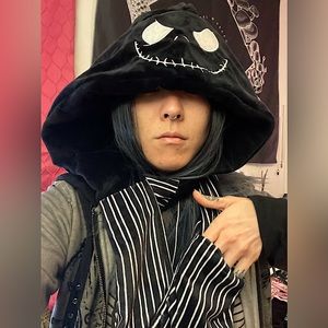 Nightmare before Christmas velvet embroidered hooded hood scarf with mittens